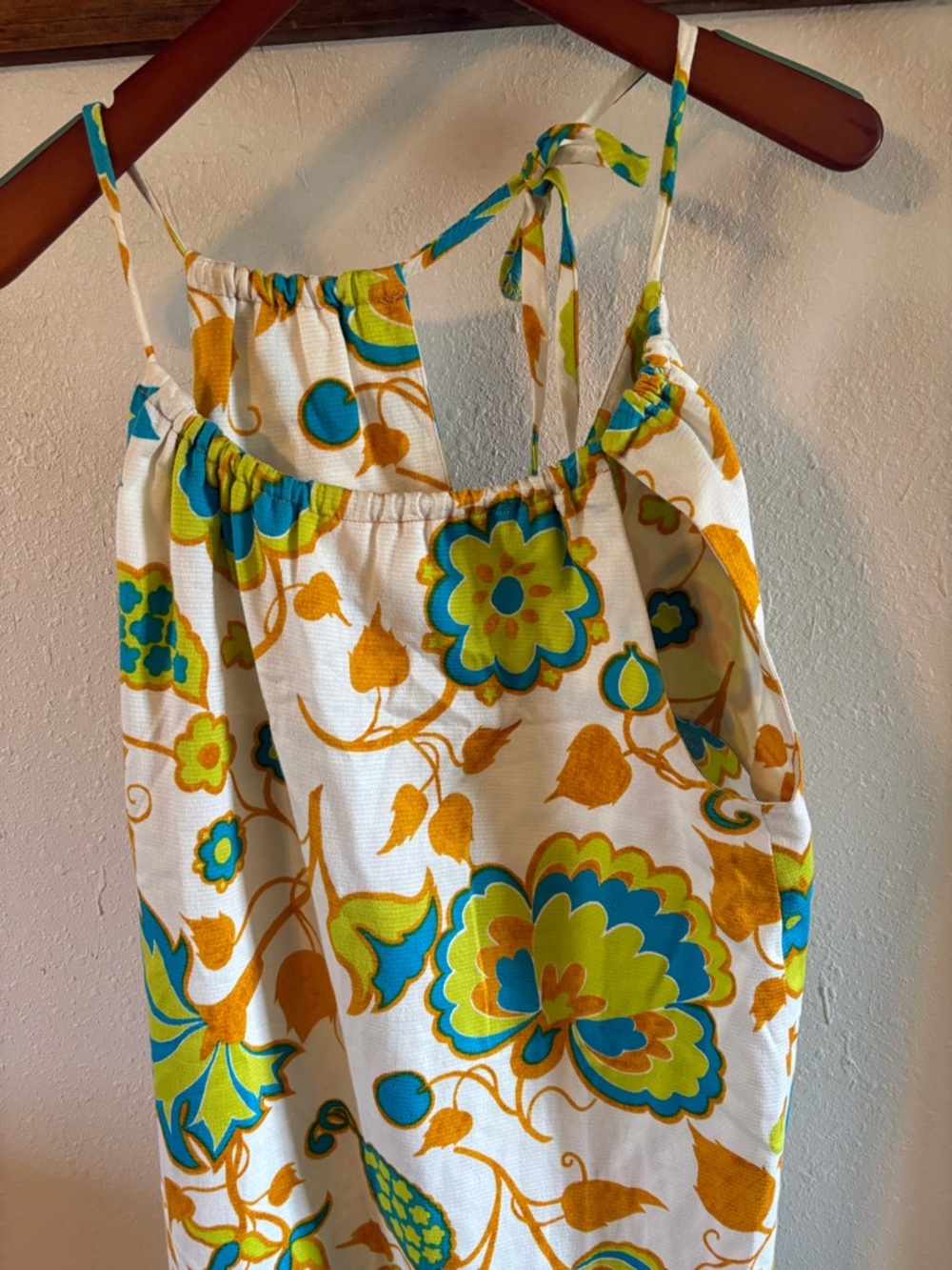 ANDRADE White Maxi Dress with Blue, Green and Gold Floral Print - Picture 5 of 10